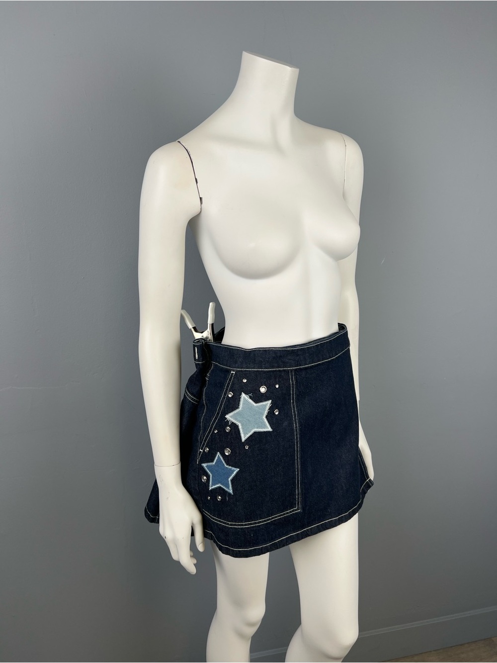 Abercrombie&Fitch Denim Star Hand Embellished Mini Skirt Bag - Blue